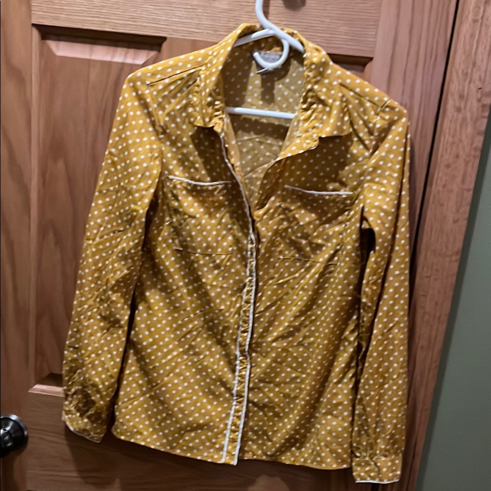 Banana Republic Yellow Polka Dot Blouse